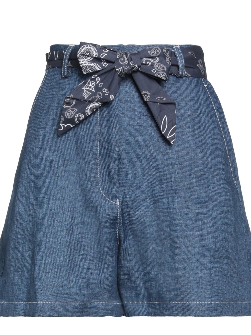 Emporio Armani Navy Bandana-Tie Denim Bermudas